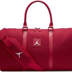Jordan Red Duffel Bag with White Logo new